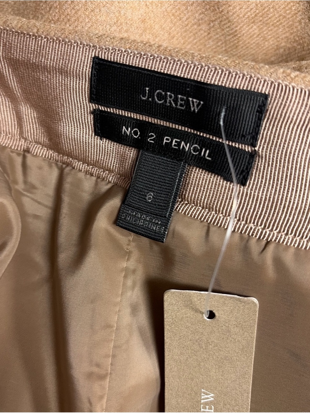 J.Crew No. 2 Pencil Skirt Tan Wool Women's 6 Professional NWT Secretary - Picture 6 of 7